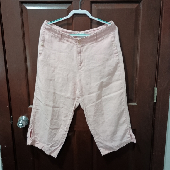Chadwick's 100% linen pink capris size 14P - Picture 1 of 5